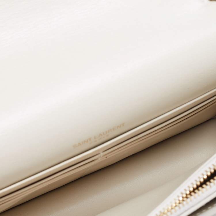 Pre Owned Saint Laurent Off White Leather Sunset Chain Bag