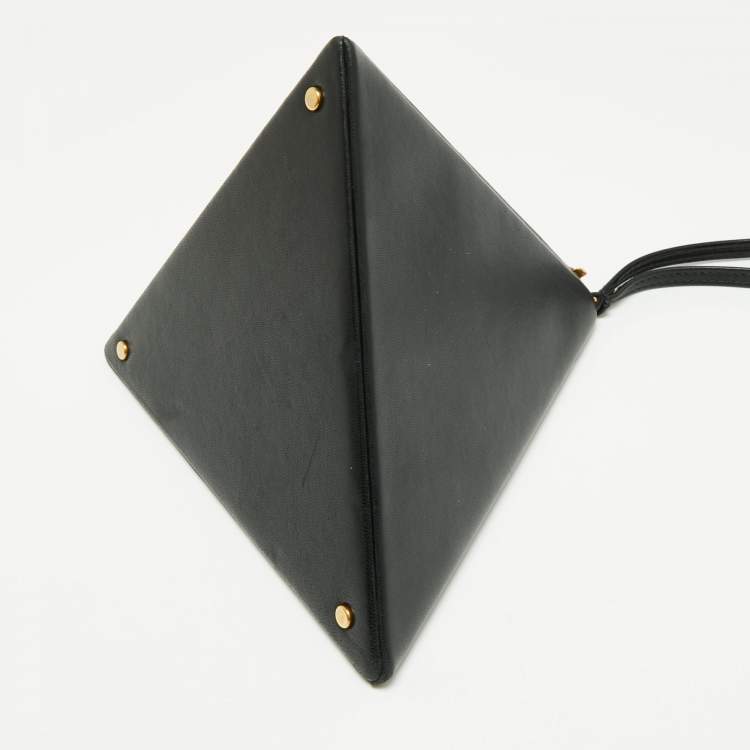Pre Owned Saint Laurent Black Leather Pyramid Box Wristlet Clutch