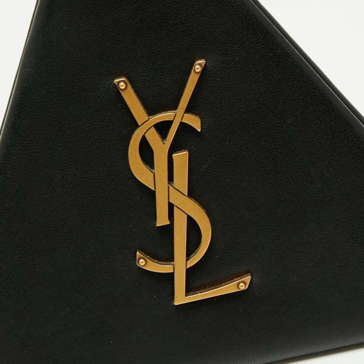Pre Owned Saint Laurent Black Leather Pyramid Box Wristlet Clutch