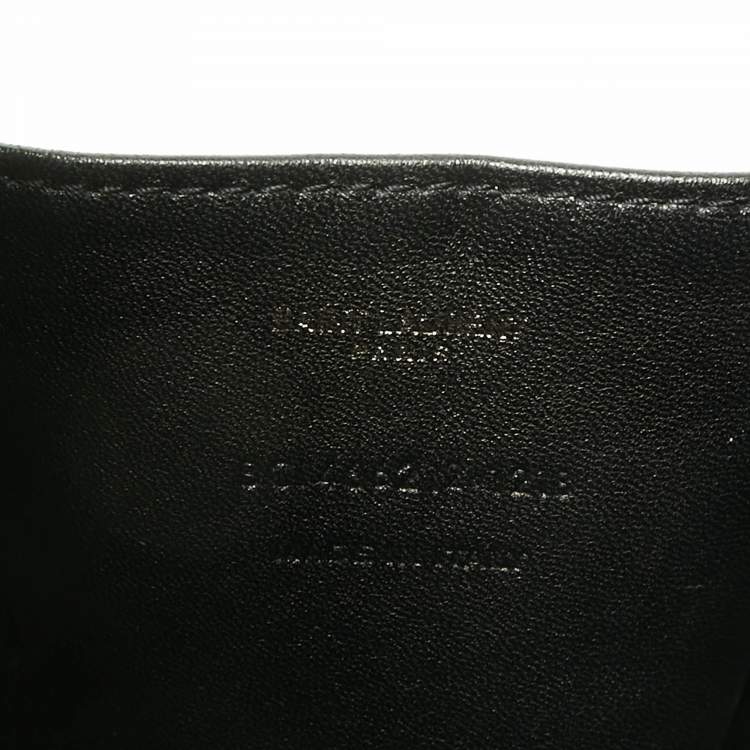 Pre Owned Saint Laurent Black Croc Embossed Leather Love Box Chain Clutch
