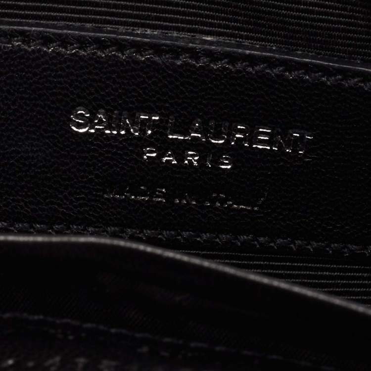 Pre Owned Saint Laurent Black Matelassé Patent Leather Classic Baby Monogram Chain Bag
