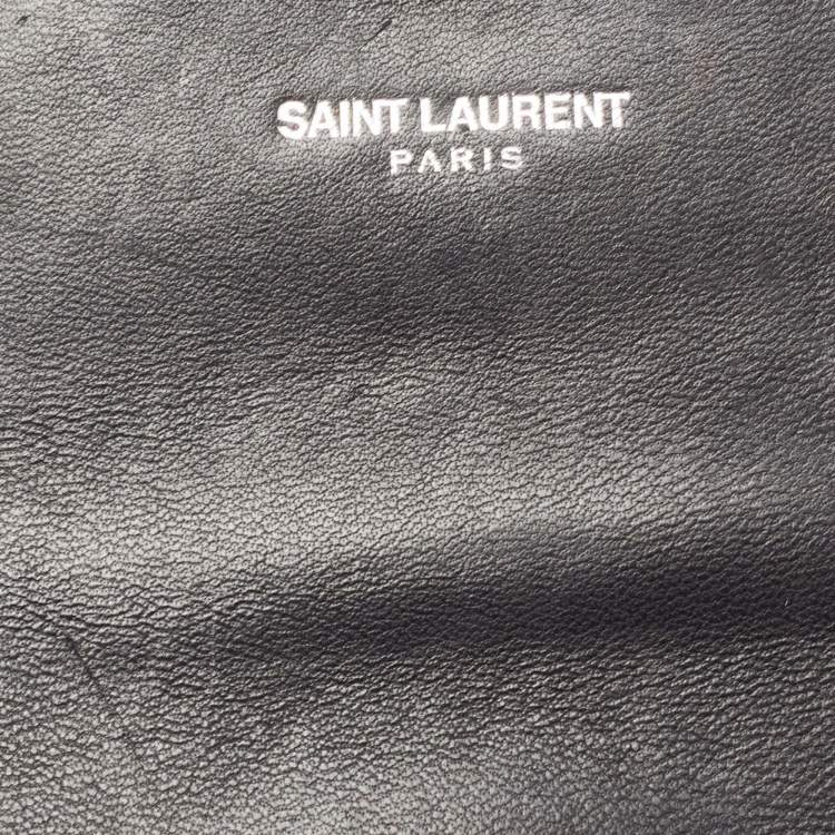 Pre Owned Saint Laurent Black Matelassé Patent Leather Classic Baby Monogram Chain Bag