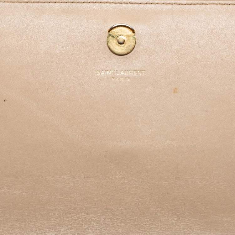 Pre Owned Saint Laurent Beige Monogram Leather Kate Shoulder Bag