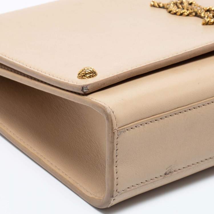 Pre Owned Saint Laurent Beige Monogram Leather Kate Shoulder Bag