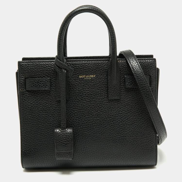 Pre Owned Saint Laurent Black Leather Nano Classic Sac De Jour Tote