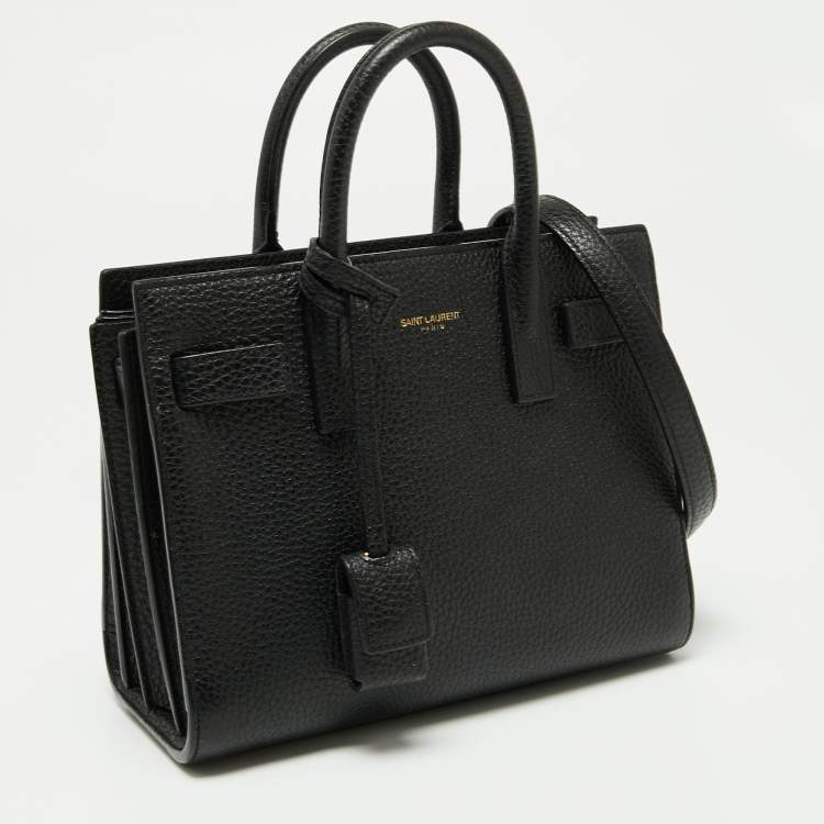 Pre Owned Saint Laurent Black Leather Nano Classic Sac De Jour Tote