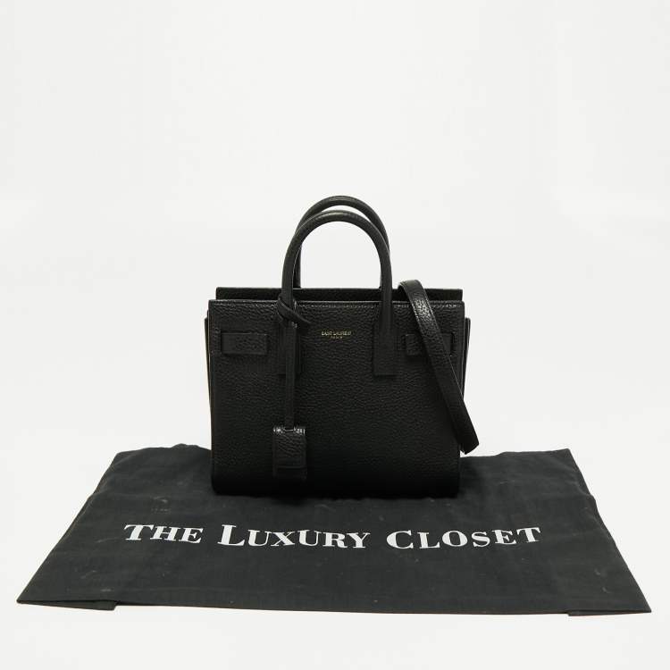 Pre Owned Saint Laurent Black Leather Nano Classic Sac De Jour Tote
