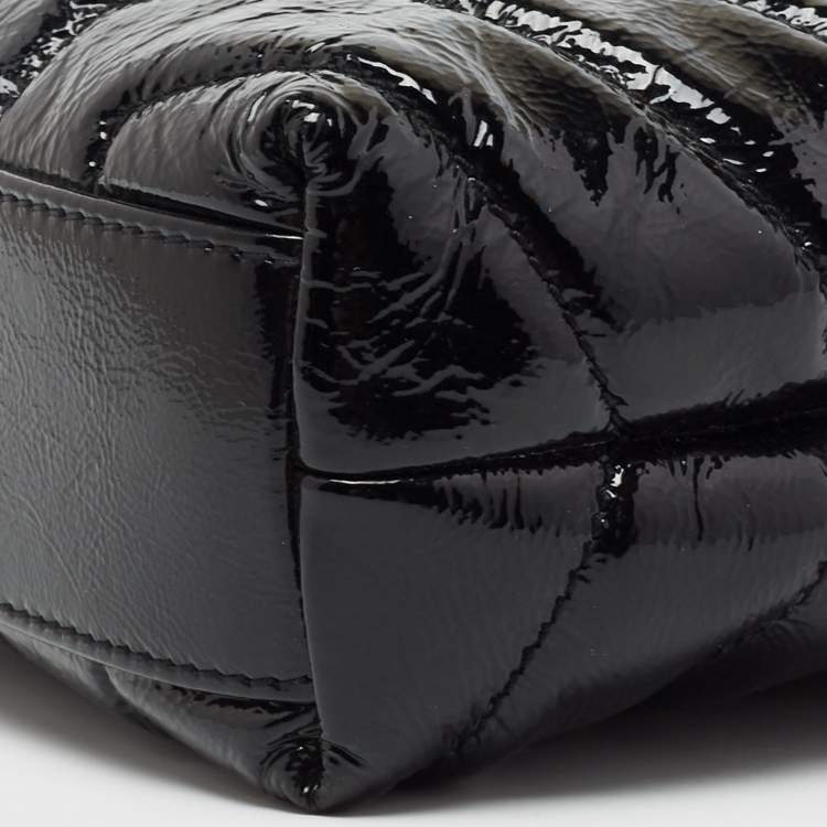 Pre Owned Saint Laurent Black Quilted Patent Leather Toy Loulou Crossbody Bag