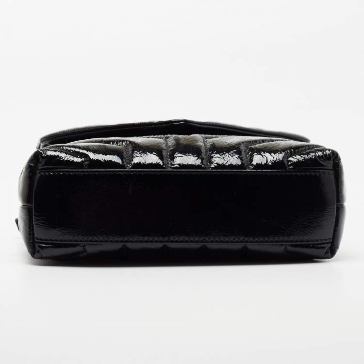 Pre Owned Saint Laurent Black Quilted Patent Leather Toy Loulou Crossbody Bag