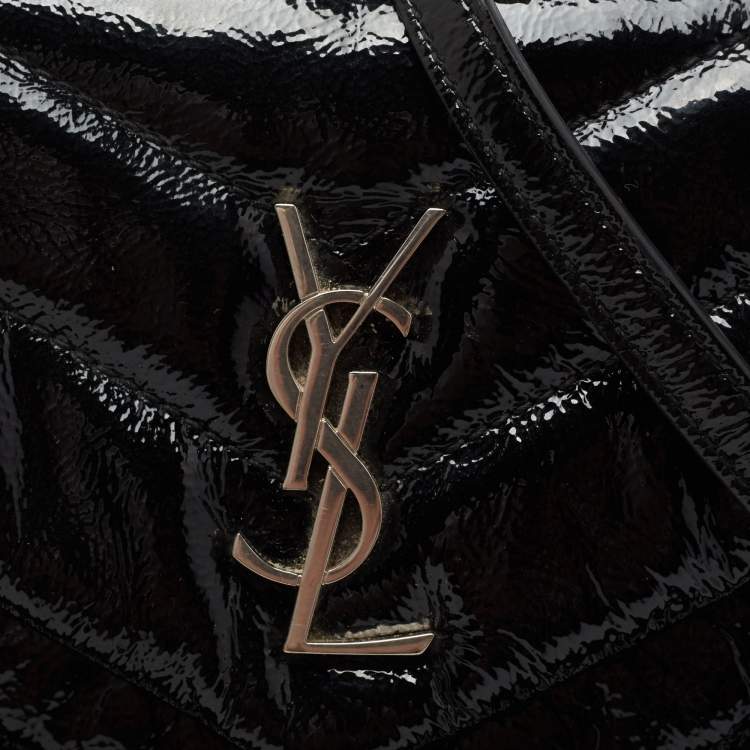Pre Owned Saint Laurent Black Quilted Patent Leather Toy Loulou Crossbody Bag