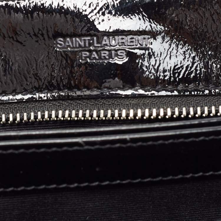 Pre Owned Saint Laurent Black Quilted Patent Leather Toy Loulou Crossbody Bag