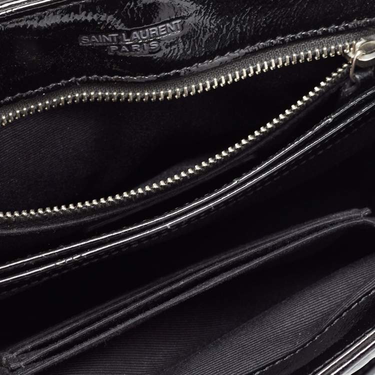 Pre Owned Saint Laurent Black Quilted Patent Leather Toy Loulou Crossbody Bag