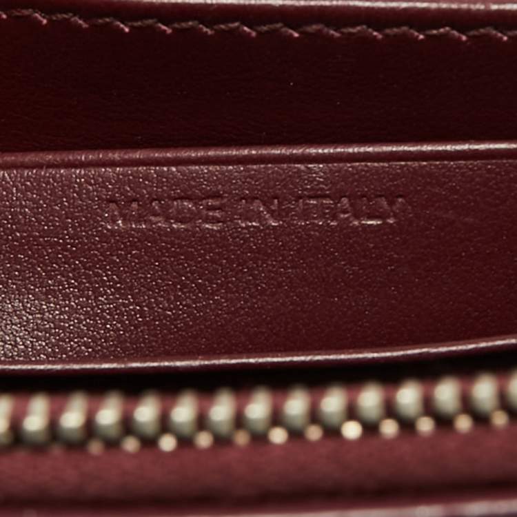 Pre Owned Saint Laurent Dark Red Croc Embossed Leather Mini Sunset Chain Bag