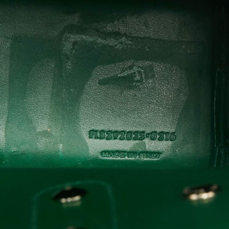 Pre Owned Saint Laurent Green Croc Embossed Leather Nano Classic Sac De Jour Tote
