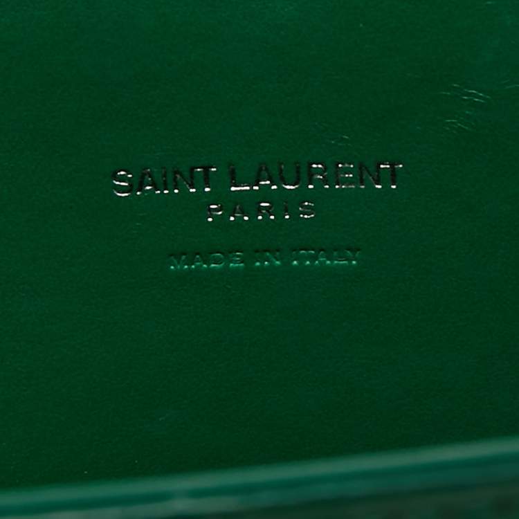 Pre Owned Saint Laurent Green Croc Embossed Leather Nano Classic Sac De Jour Tote