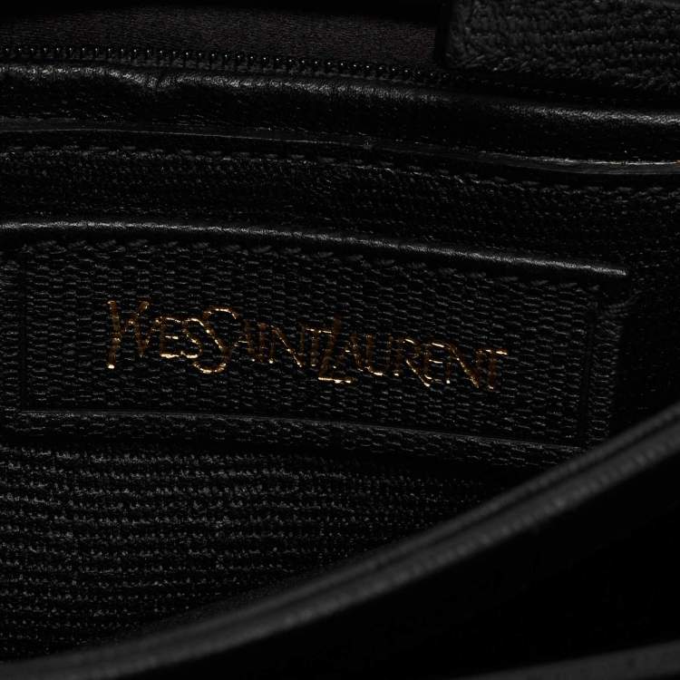 Pre Owned Saint Laurent Black Leather Medium Chyc Flap Bag