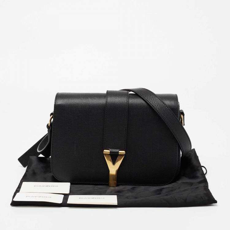 Pre Owned Saint Laurent Black Leather Medium Chyc Flap Bag