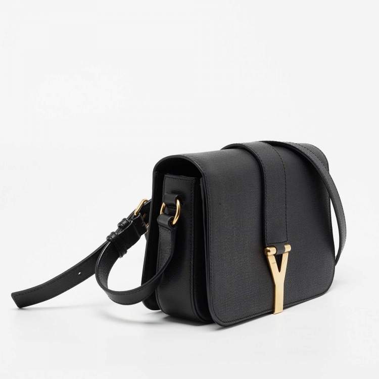 Pre Owned Saint Laurent Black Leather Medium Chyc Flap Bag