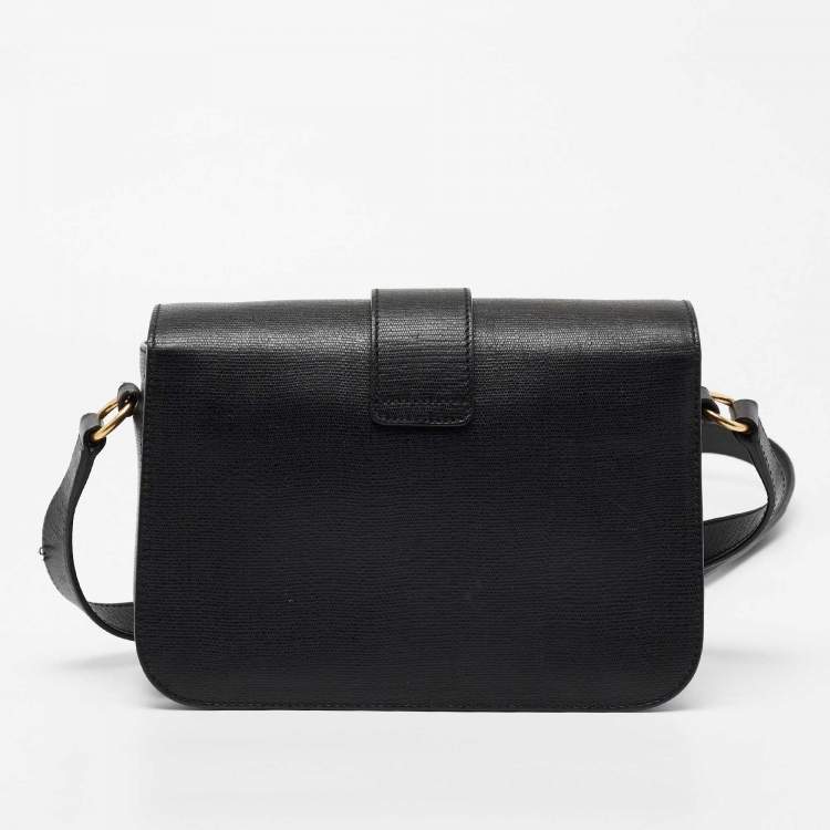 Pre Owned Saint Laurent Black Leather Medium Chyc Flap Bag