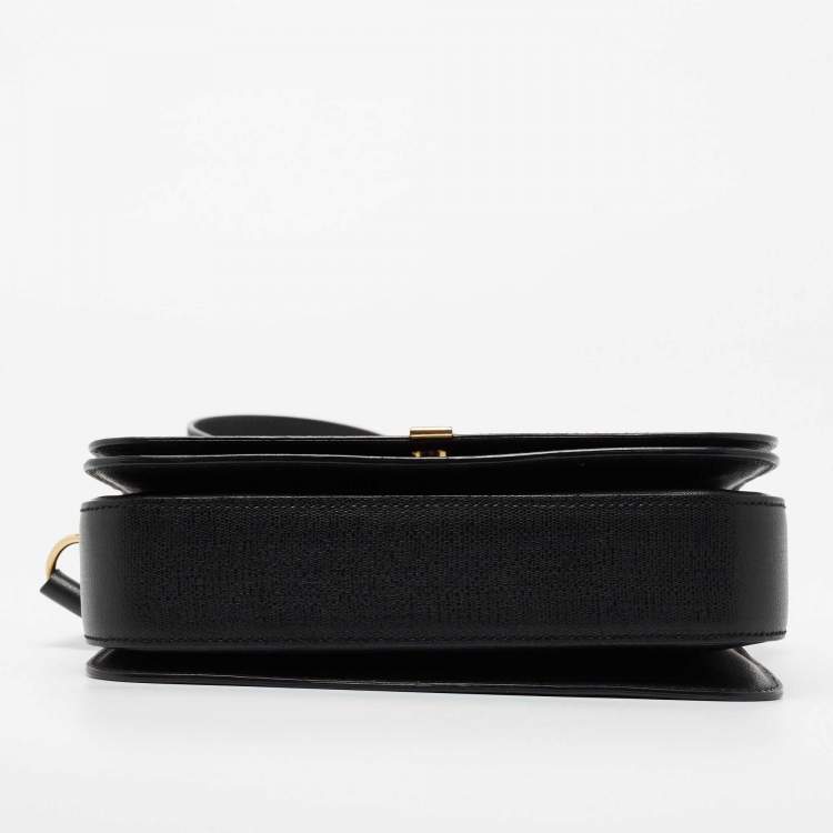 Pre Owned Saint Laurent Black Leather Medium Chyc Flap Bag