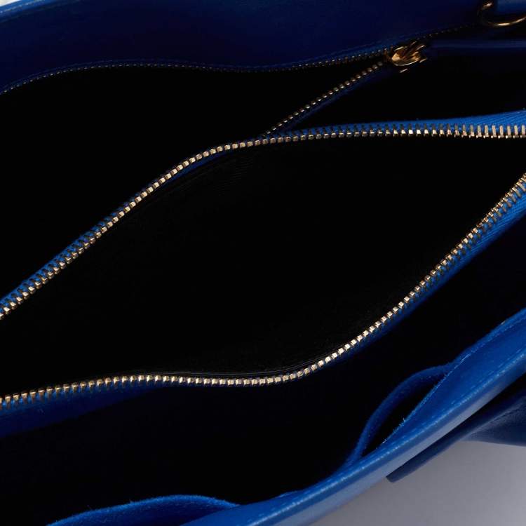 Pre Owned Saint Laurent Blue Leather Small Classic Sac De Jour Tote
