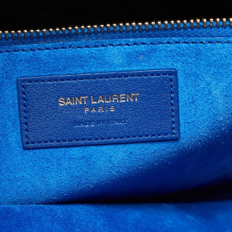 Pre Owned Saint Laurent Blue Leather Small Classic Sac De Jour Tote