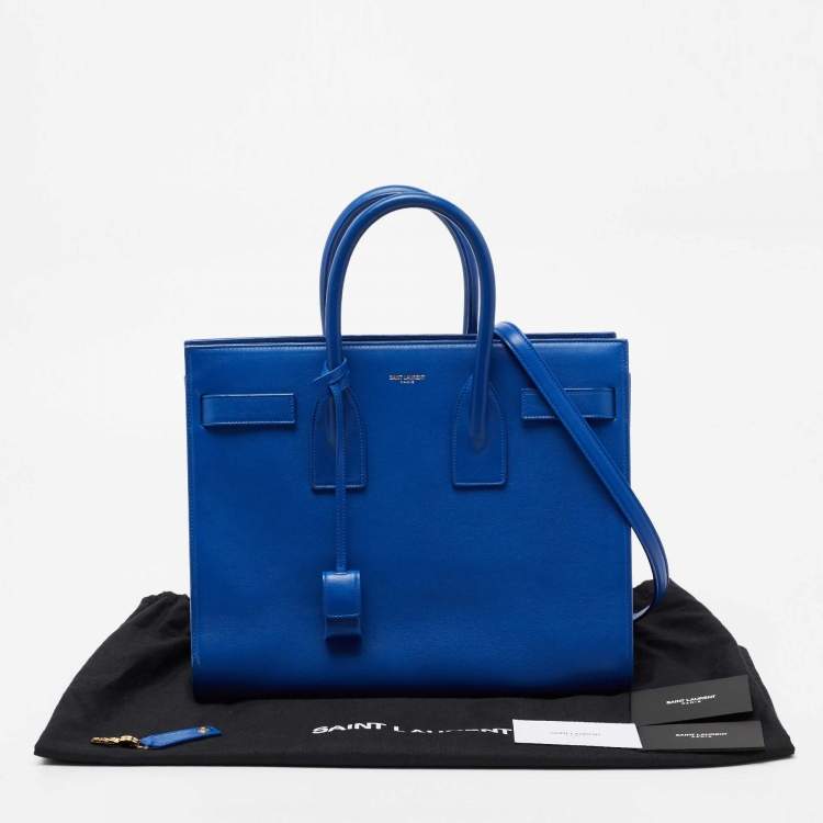Pre Owned Saint Laurent Blue Leather Small Classic Sac De Jour Tote