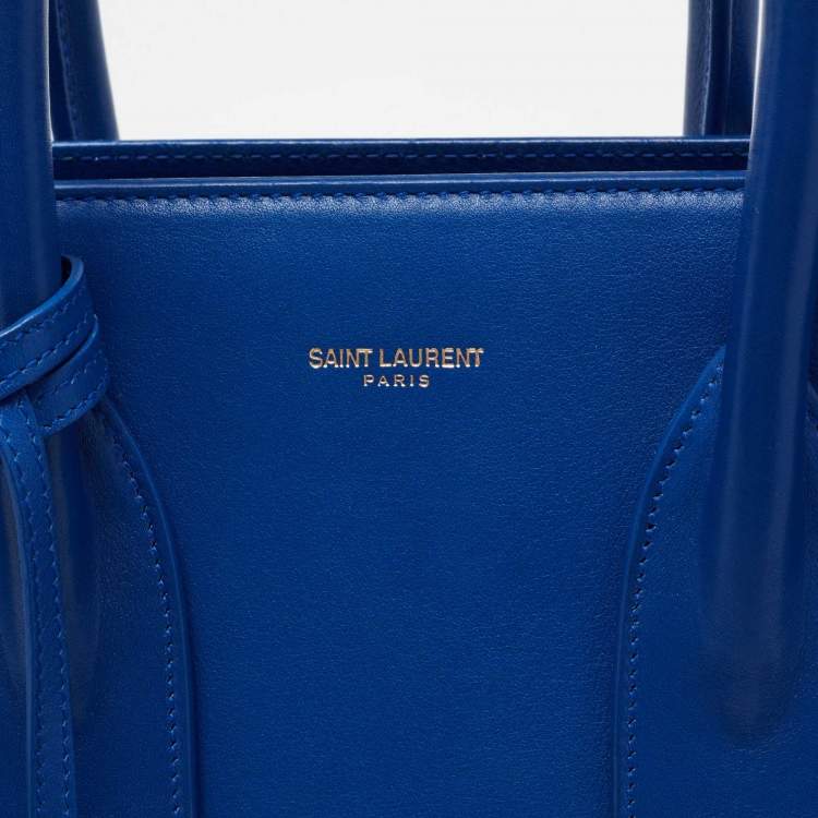 Pre Owned Saint Laurent Blue Leather Small Classic Sac De Jour Tote