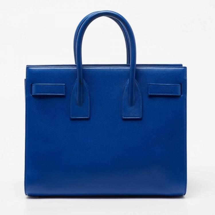 Pre Owned Saint Laurent Blue Leather Small Classic Sac De Jour Tote