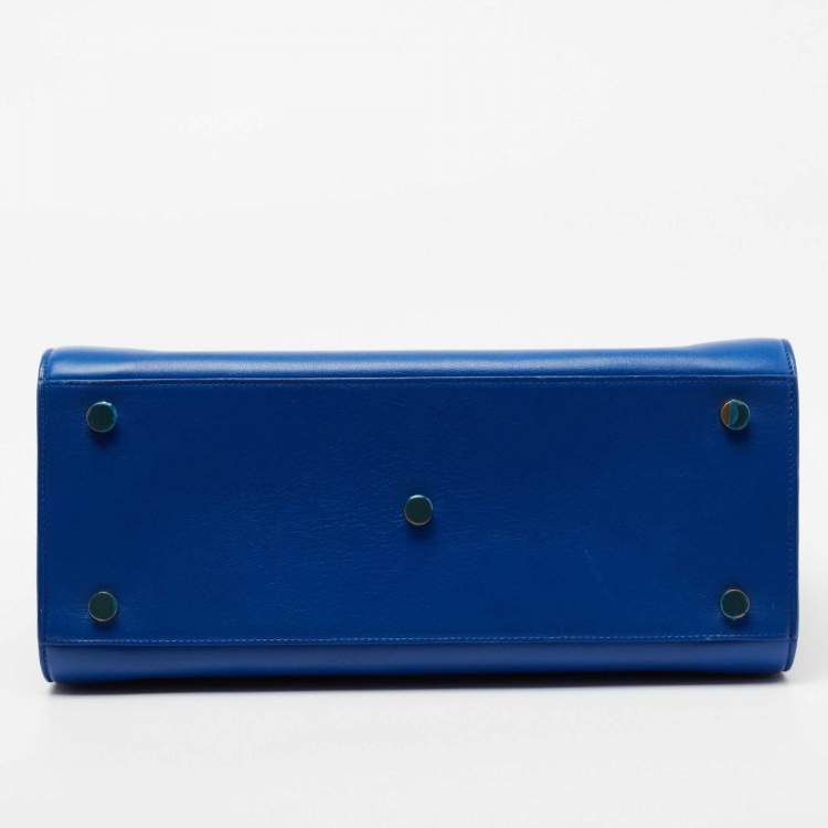 Pre Owned Saint Laurent Blue Leather Small Classic Sac De Jour Tote