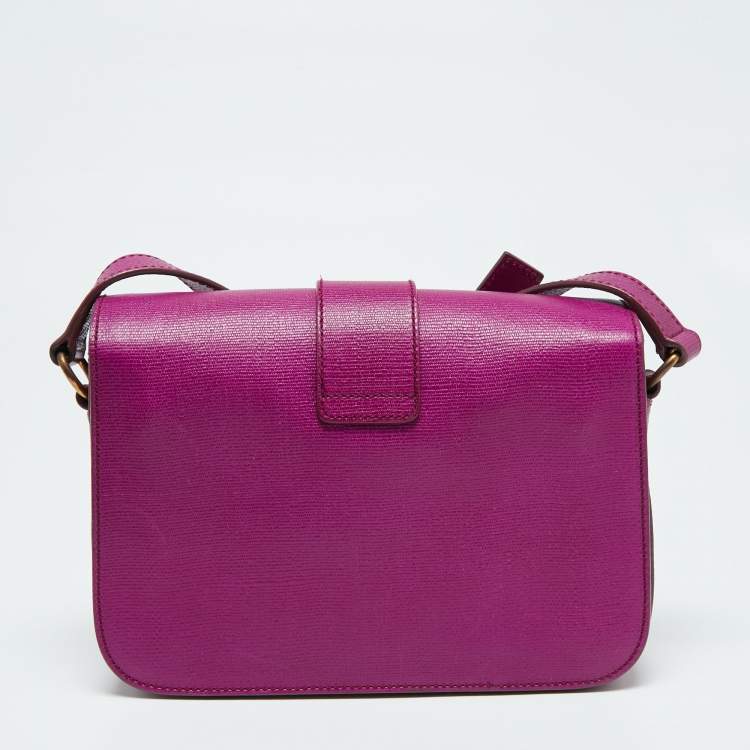 Pre Owned Saint Laurent Paris Magenta Leather Ligne Y Shoulder Bag