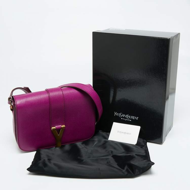Pre Owned Saint Laurent Paris Magenta Leather Ligne Y Shoulder Bag