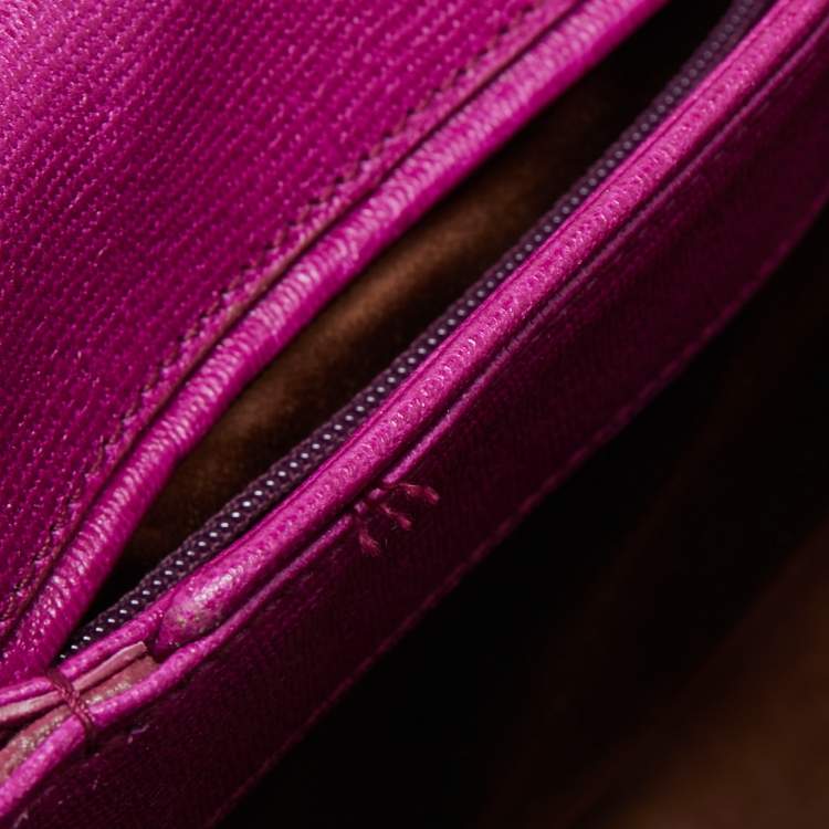 Pre Owned Saint Laurent Paris Magenta Leather Ligne Y Shoulder Bag