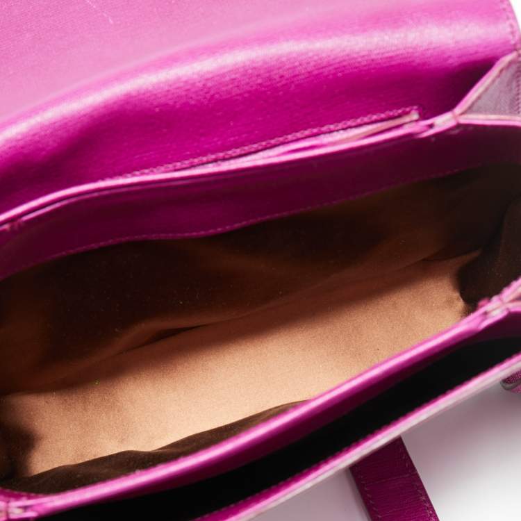 Pre Owned Saint Laurent Paris Magenta Leather Ligne Y Shoulder Bag