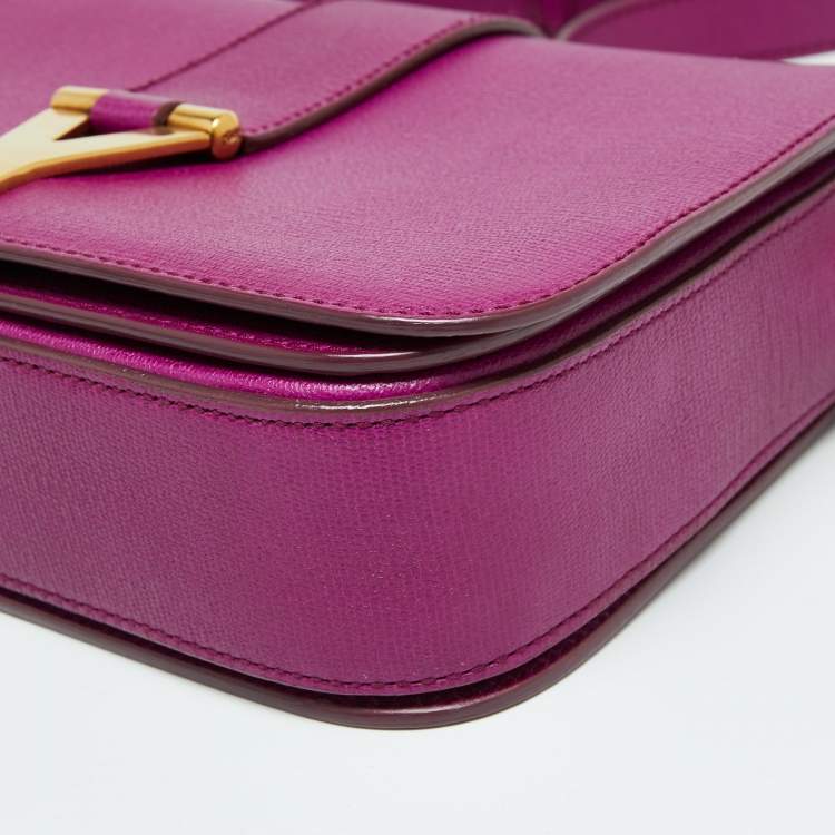 Pre Owned Saint Laurent Paris Magenta Leather Ligne Y Shoulder Bag