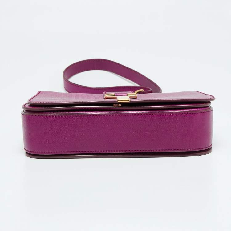 Pre Owned Saint Laurent Paris Magenta Leather Ligne Y Shoulder Bag