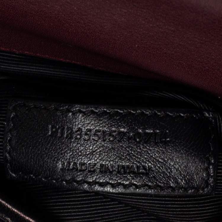 Pre Owned Saint Laurent Burgundy Croc Embossed Leather Moujik Top Handle Bag