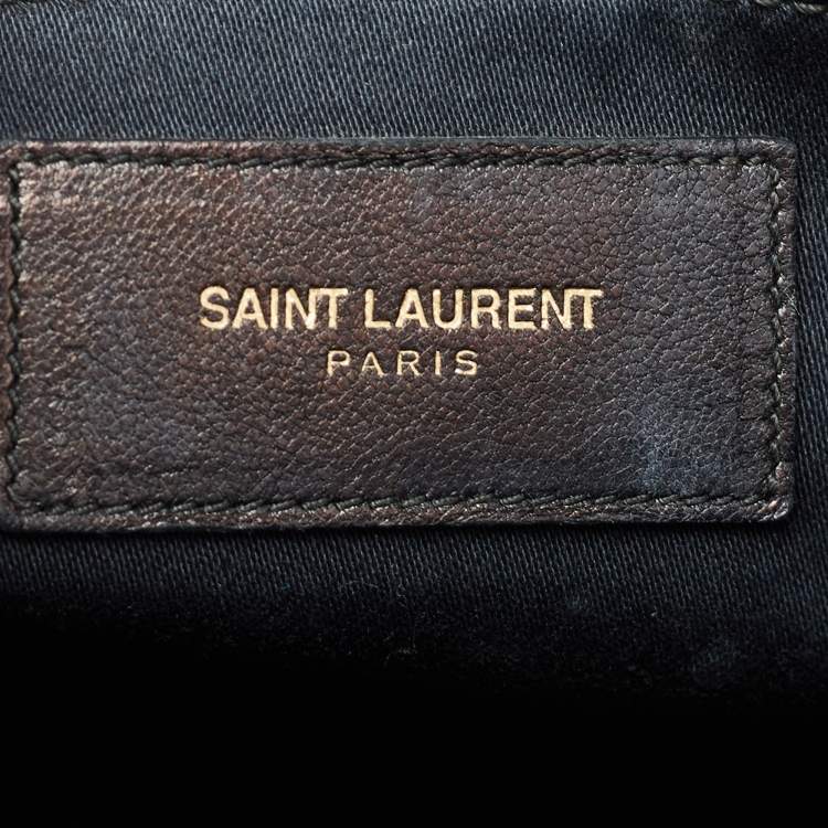 Pre Owned Saint Laurent Black Textured Leather Medium Y Cabas Chyc Tote