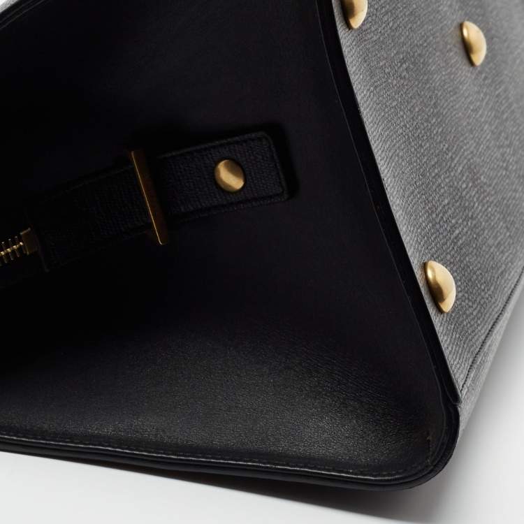 Pre Owned Saint Laurent Black Textured Leather Medium Y Cabas Chyc Tote