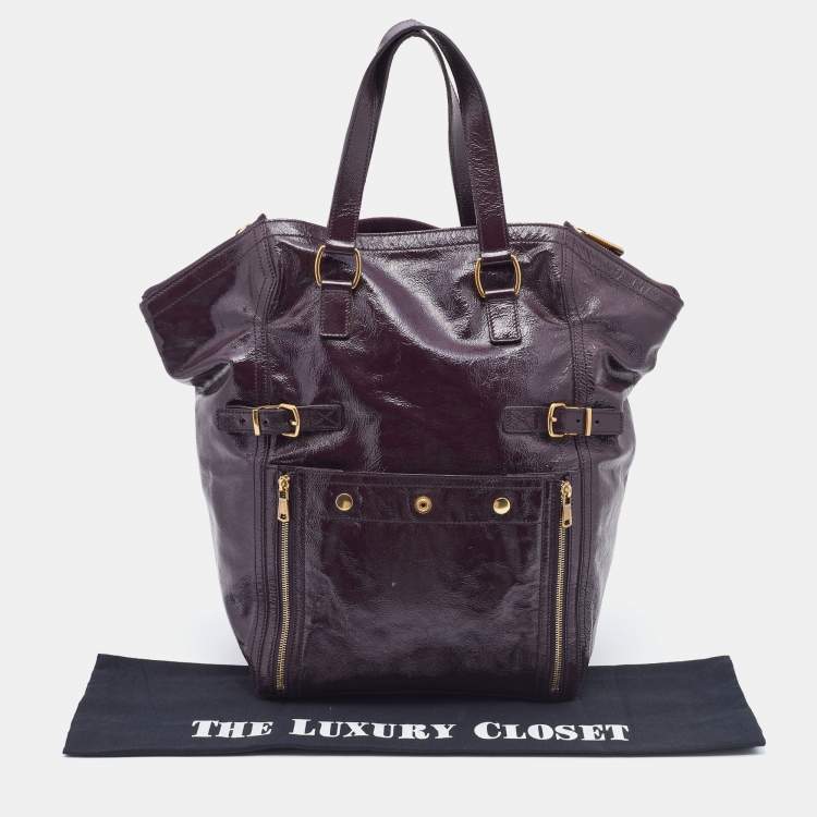 مملوكة مسبقًا Saint Laurent Purple Leather Downtown Tote