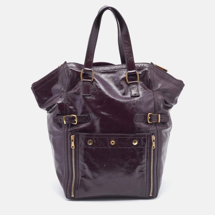 مملوكة مسبقًا Saint Laurent Purple Leather Downtown Tote