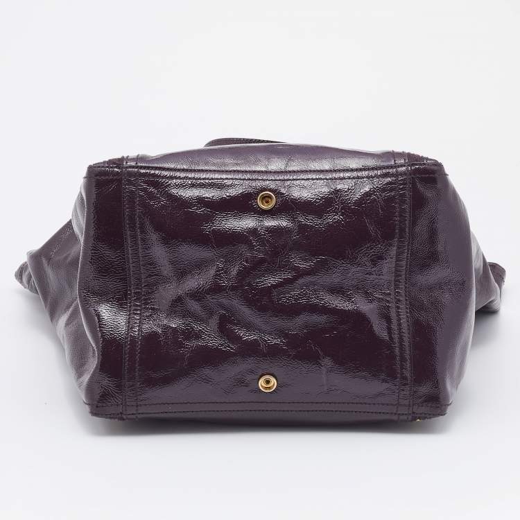 مملوكة مسبقًا Saint Laurent Purple Leather Downtown Tote