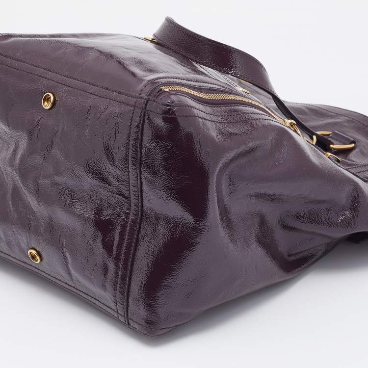 مملوكة مسبقًا Saint Laurent Purple Leather Downtown Tote