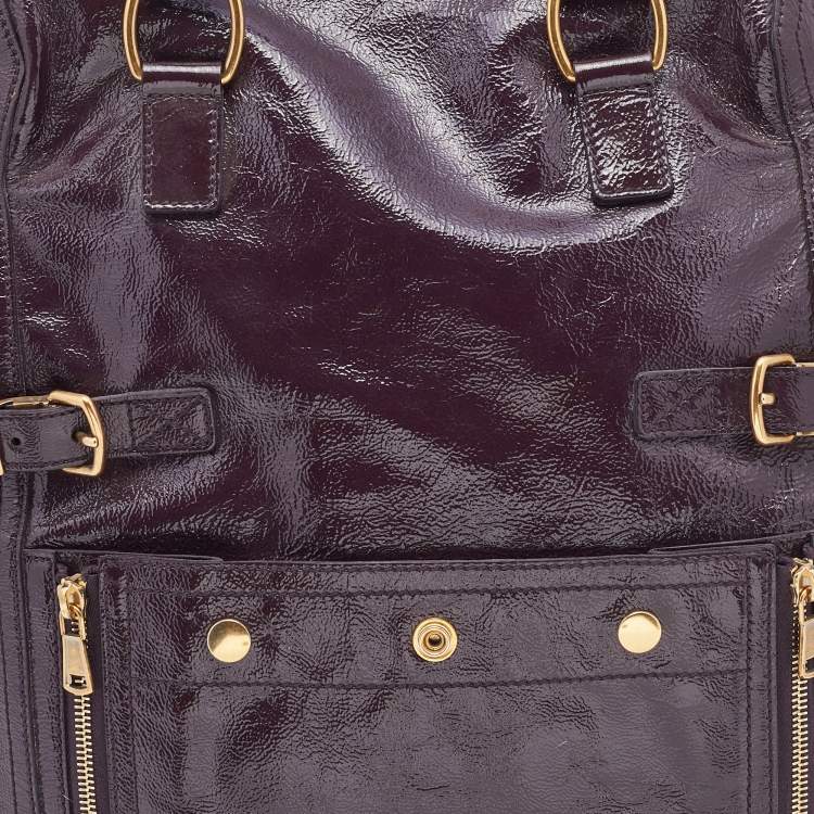 مملوكة مسبقًا Saint Laurent Purple Leather Downtown Tote