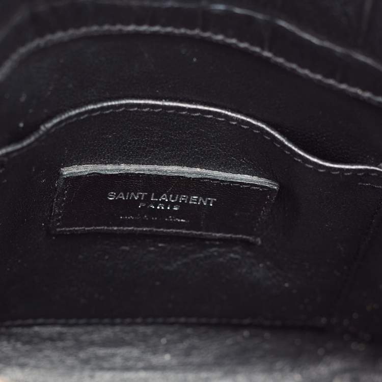 Pre Owned Saint Laurent Black Croc Embossed Leather Nano Classic Sac De Jour Tote