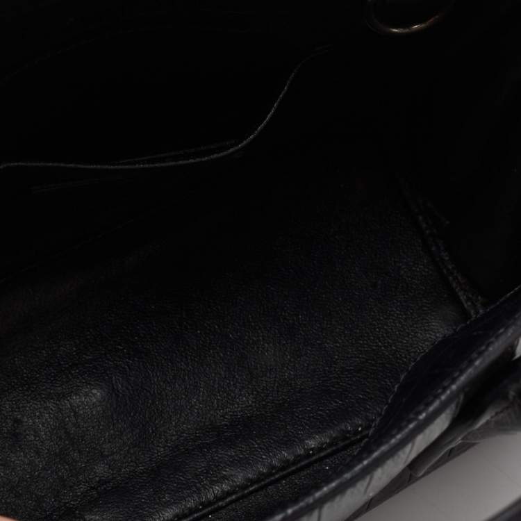 Pre Owned Saint Laurent Black Croc Embossed Leather Nano Classic Sac De Jour Tote