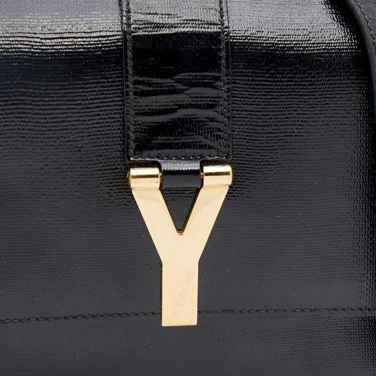 Pre Owned Yves Saint Laurent Black Textured Leather Large Chyc Shoulder Bag