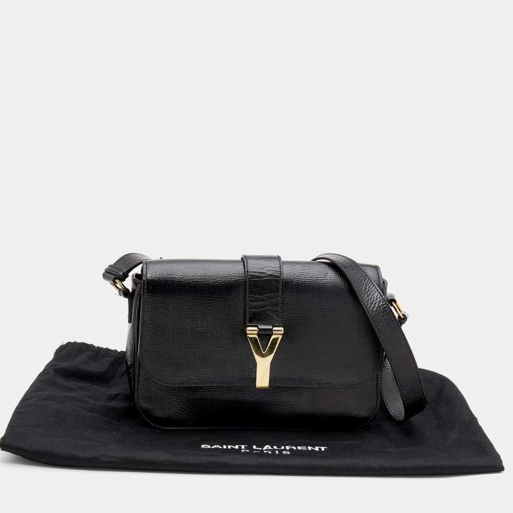 Pre Owned Yves Saint Laurent Black Textured Leather Large Chyc Shoulder Bag