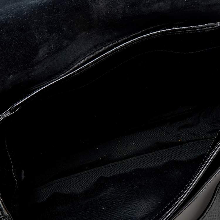 Pre Owned Yves Saint Laurent Black Textured Leather Large Chyc Shoulder Bag