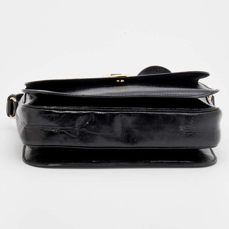 Pre Owned Yves Saint Laurent Black Textured Leather Large Chyc Shoulder Bag